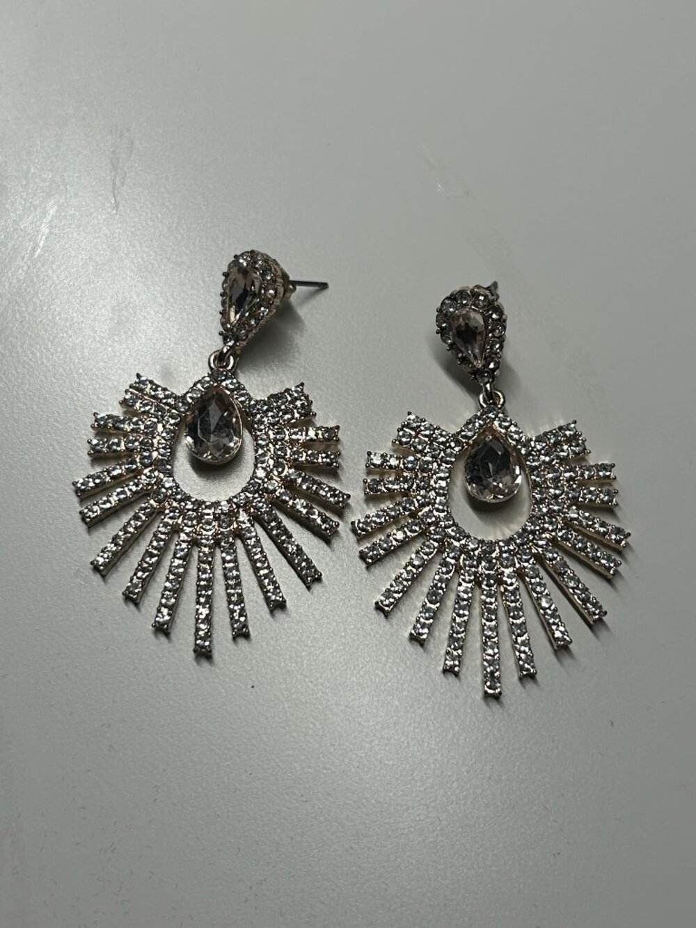 Claire's Statement Rose Gold-Tone Rhinestone Earrings Sunburst Costume Formal